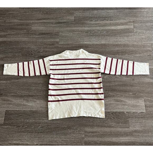 NWT Zara Oversized Striped Knit Polo Sweater Ecru Red Size Small Collared Top - Picture 16 of 16